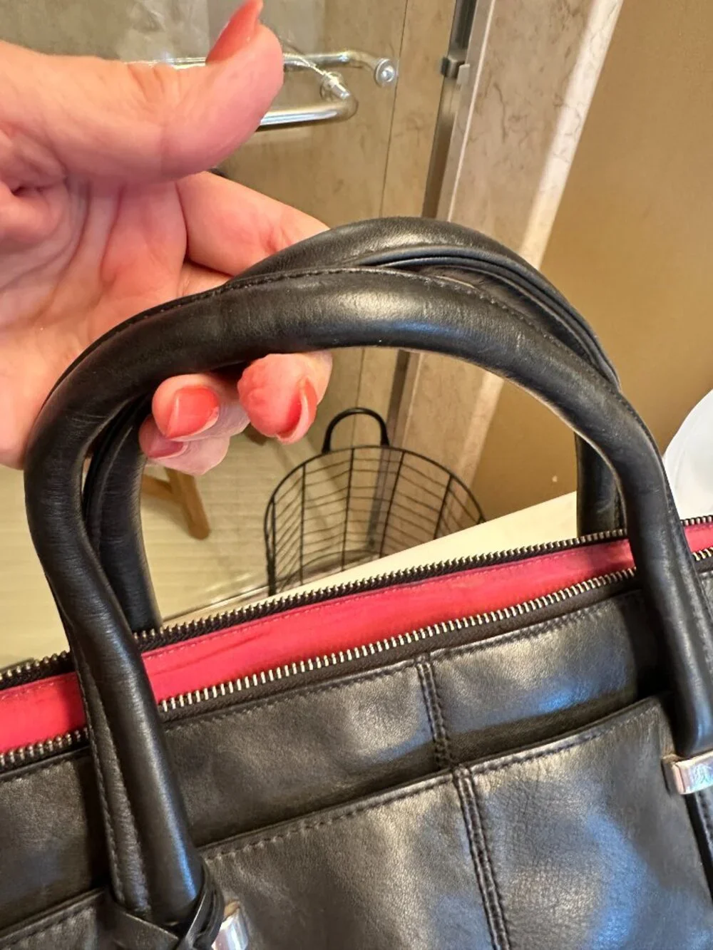 Knomo London Black Leather Laptop Bag Rubi styole